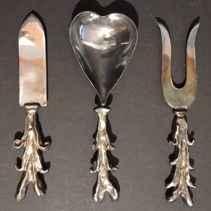 Vintage Signed Michael Aram Silver Plate Serving Utensils I LOVE YOU Valentines Day Gift image 1