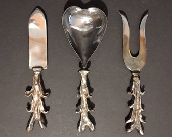 Vintage Signed Michael Aram Silver Plate Serving Utensils I LOVE YOU Valentines Day Gift