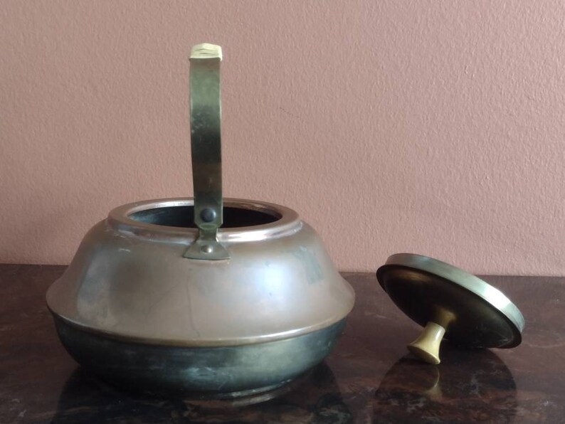 Vintage Mid Century Modern M Made in Holland Copper & Brass Teapot 7 image 5