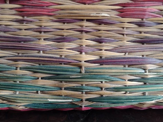 Vintage Handmade Unbranded Woven Straw Basket Sum… - image 9