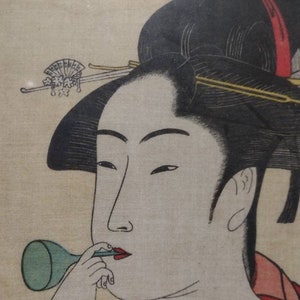 Kitagawa Utamaro Woodcut Print Young Woman Blowing Ten Classes of Womens Physiognomy16x12 image 4