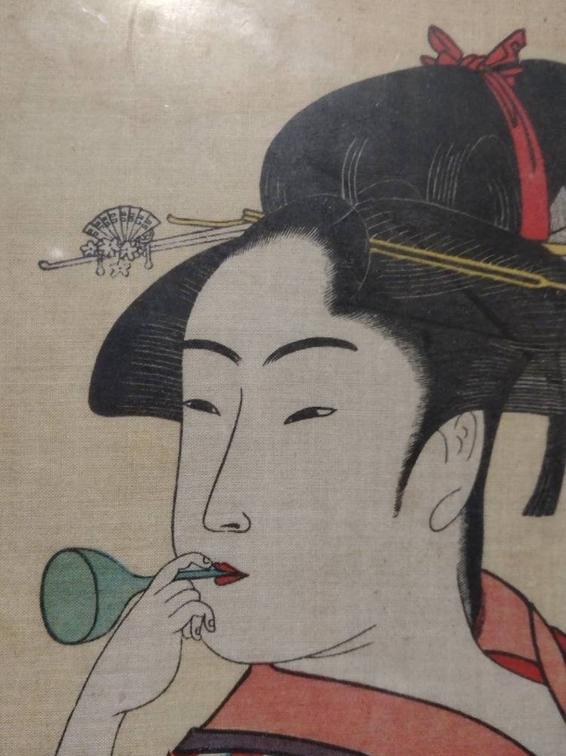 Kitagawa Utamaro Woodcut Print Young Woman Blowing Ten Classes of Womens Physiognomy16x12 image 4