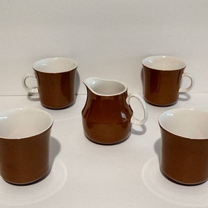 Vintage 1960s Mikasa CeraStone Ceramic Tea Coffee Cups & Creamer Set Mikasa D1800 Japan