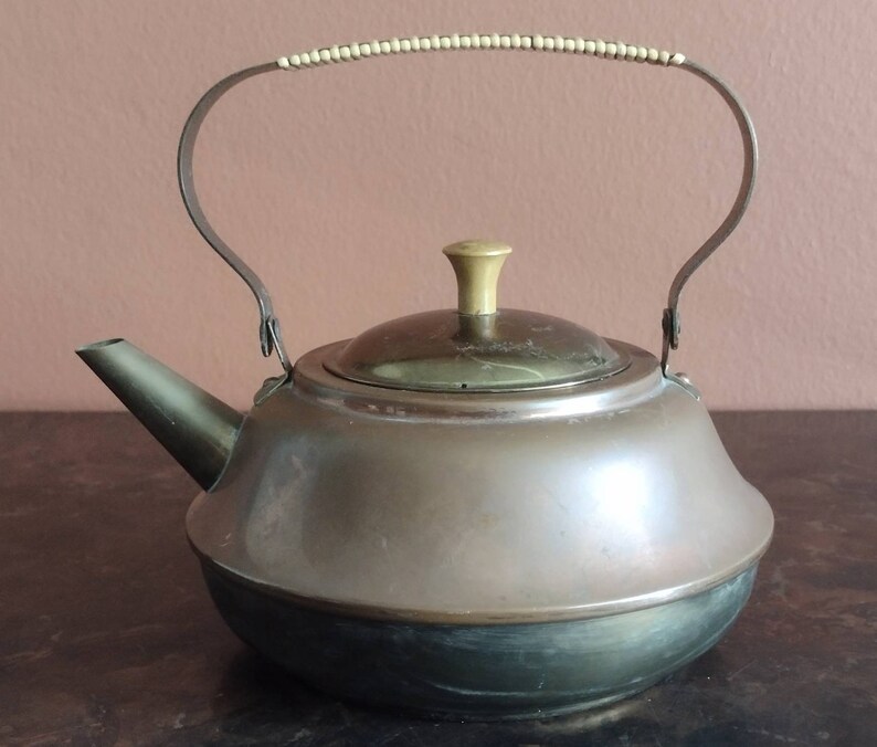 Vintage Mid Century Modern M Made in Holland Copper & Brass Teapot 7 image 1