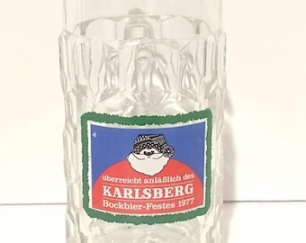 Vintage Karlsberg Bockbier-Festes 1977 Germany Geometric Glass Beer Stein Rastal Glass Beer Stein 6"