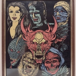 Vintage 1990s Starline Velvet Blacklight Poster Demon Spawn 17x21 image 1