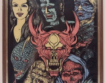 Vintage 1990s Starline Velvet Blacklight Poster Demon Spawn 17x21