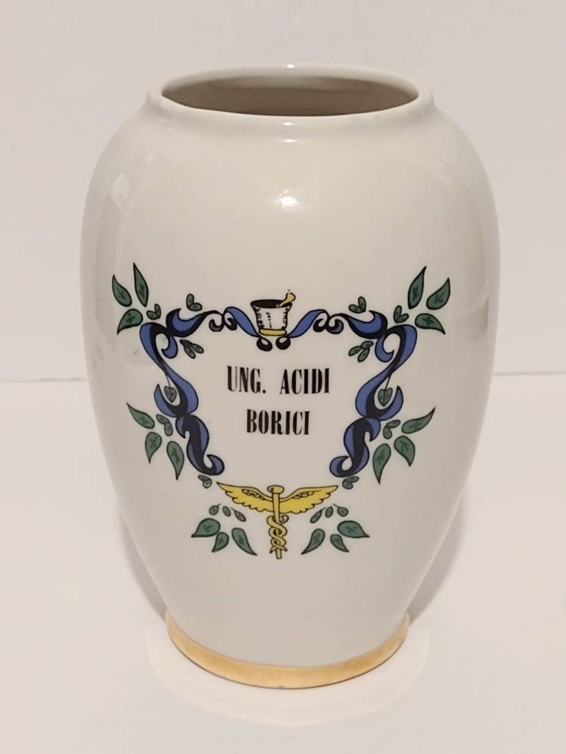 Vintage Fashioned by Blair Porcelain Caduceus Apothecary Vase Made in USA 7 image 1