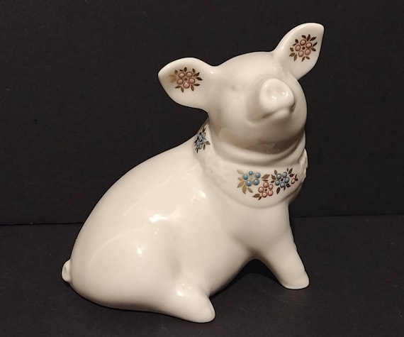 値下げ　希少　美品　LENOX PIGLET 置物　ハート Vintage 1992 Lenox China Jewels Piglet Porcelain Figurine