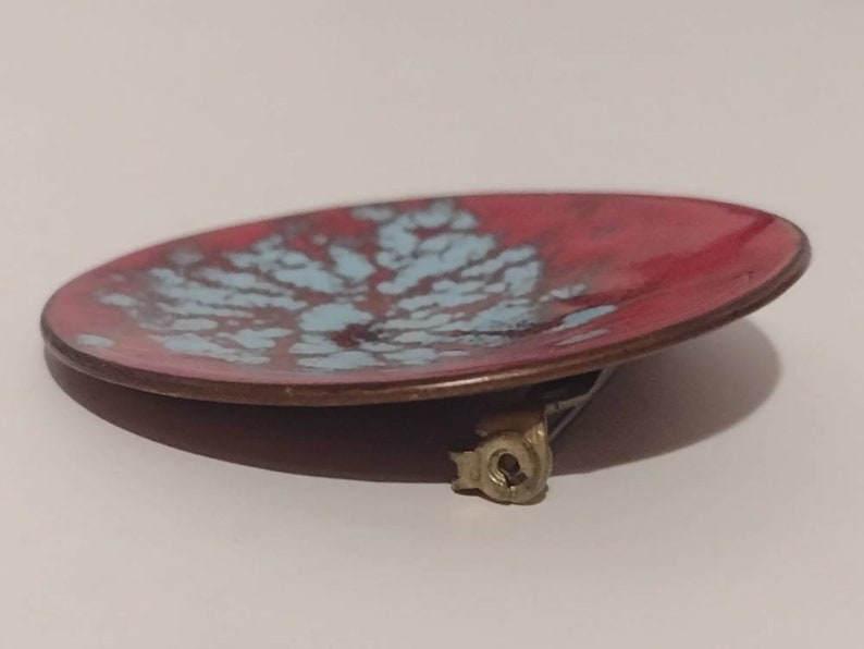 Vintage Artisan Handcrafted Enamel on Copper Modernist Brooch 2 image 3