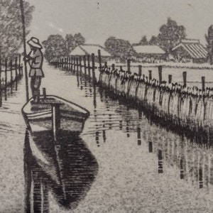 Vintage Okuyama Gihachiro Woodblock Print Boat Waterscape Scenes 9x7 image 6