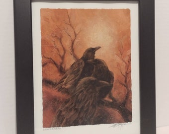 Framed Jody Bergsma Print "Odin's Ravens" Norse Mythology Viking Art Print Home Decor 11x13