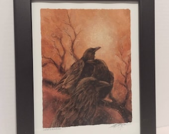 Framed Jody Bergsma Print "Odin's Ravens" Norse Mythology Viking Art Print Home Decor 11x13
