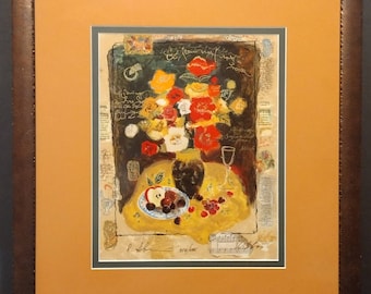 Signed Alexander Galtchansky & Tanya Wissotzky Limited Edition Serigraph "Table For One" 18x20