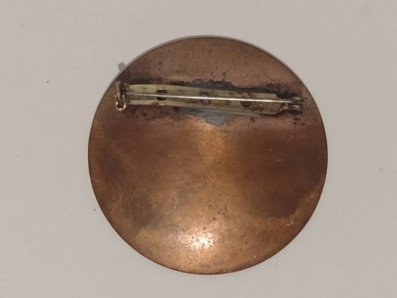 Vintage Artisan Handcrafted Enamel on Copper Modernist Brooch 2 image 5