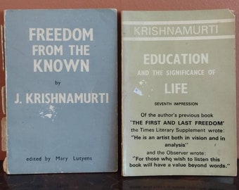 Vintage J. Krishanamurti India Paperback Book Lot of 2 Freedom From The Known Education And The Significance of Life