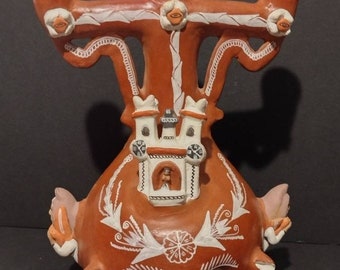 Vintage Peruvian Ceramic Luminary Procession Candleholder 10"