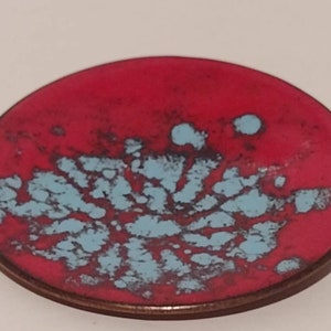 Vintage Artisan Handcrafted Enamel on Copper Modernist Brooch 2 image 2