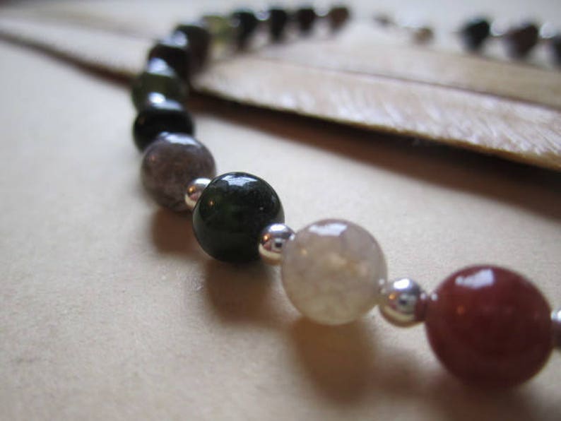 Genuine Indian Agate Gemstone /& Sterling Silver Anklet Made to Measure