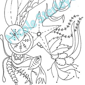 Starfish Garden - Página para colorir para adultos para impressão - Página para colorir para adultos com download instantâneo - Página para colorir para crianças com impressão instantânea