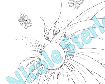 Flower Bubbles - Printable Adult Colouring Page - Instant Download Adult Coloring Page - Instant Print Kids Colouring Page