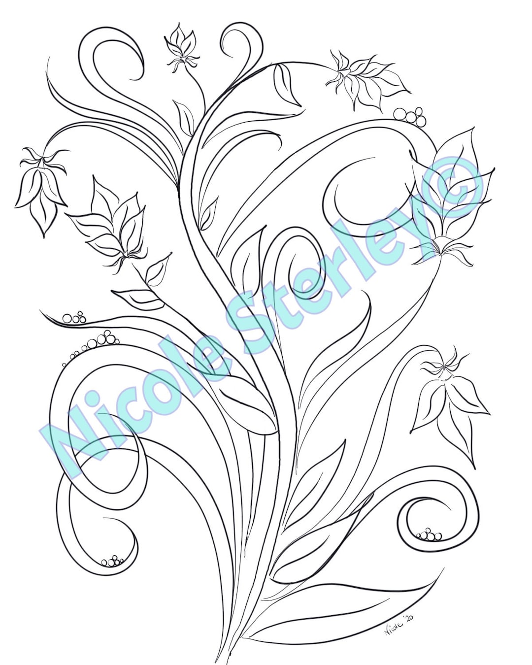 Flower Swirls Printable Adult Colouring Page Instant Download Adult ...