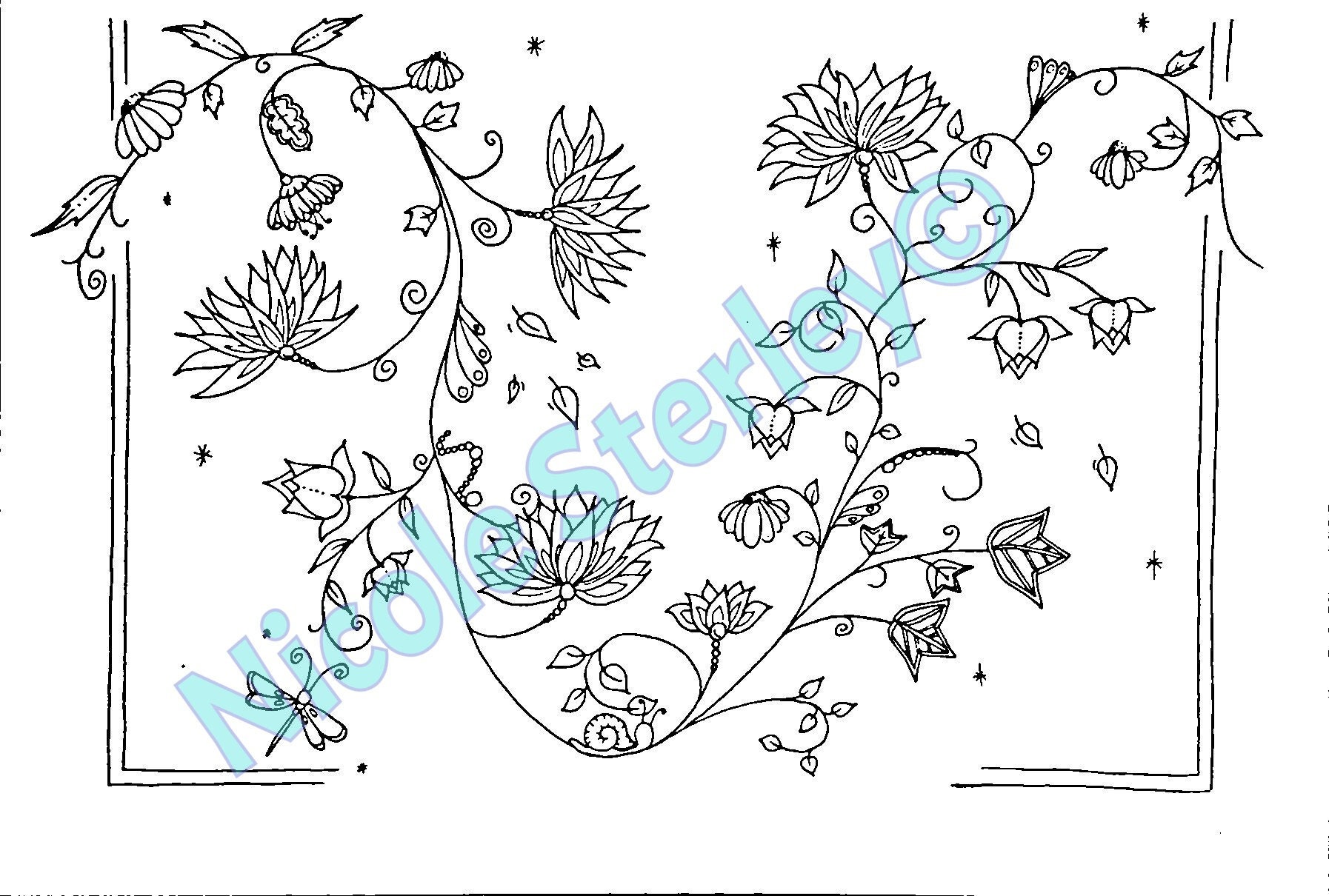 Flower Vines Printable Adult Colouring Page Instant | Etsy