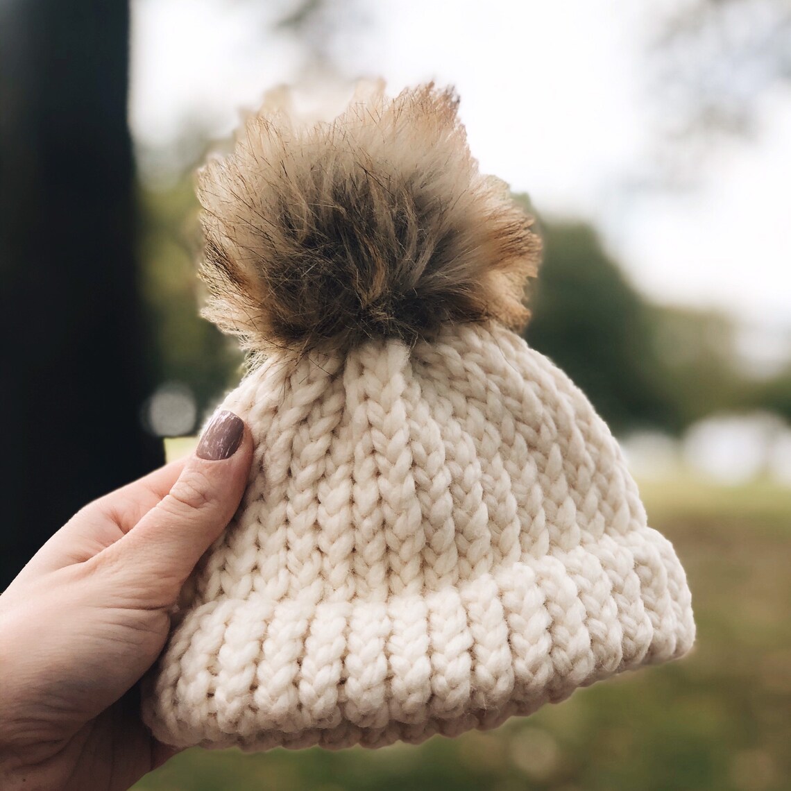 World Of Warcraft Cream Faux Fur Pom Beanie