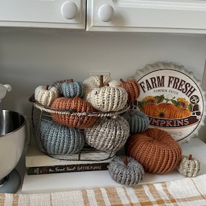 Knit Wool Yarn Pumpkins | Fall Decor with Cinnamon Stick Stem