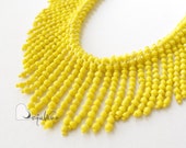 statement bib necklace yellow collar fringe necklace tribal jewelry tassel necklace bohemian necklace multi strand braided rope necklace