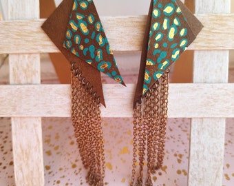 Long Leather Chain Tassel Earrings: Cocktail Party Jewelry