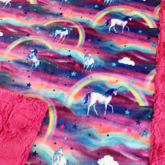 Unicorn Minky Blanket Girl Minky Blanket Baby Girl Coming Home Etsy