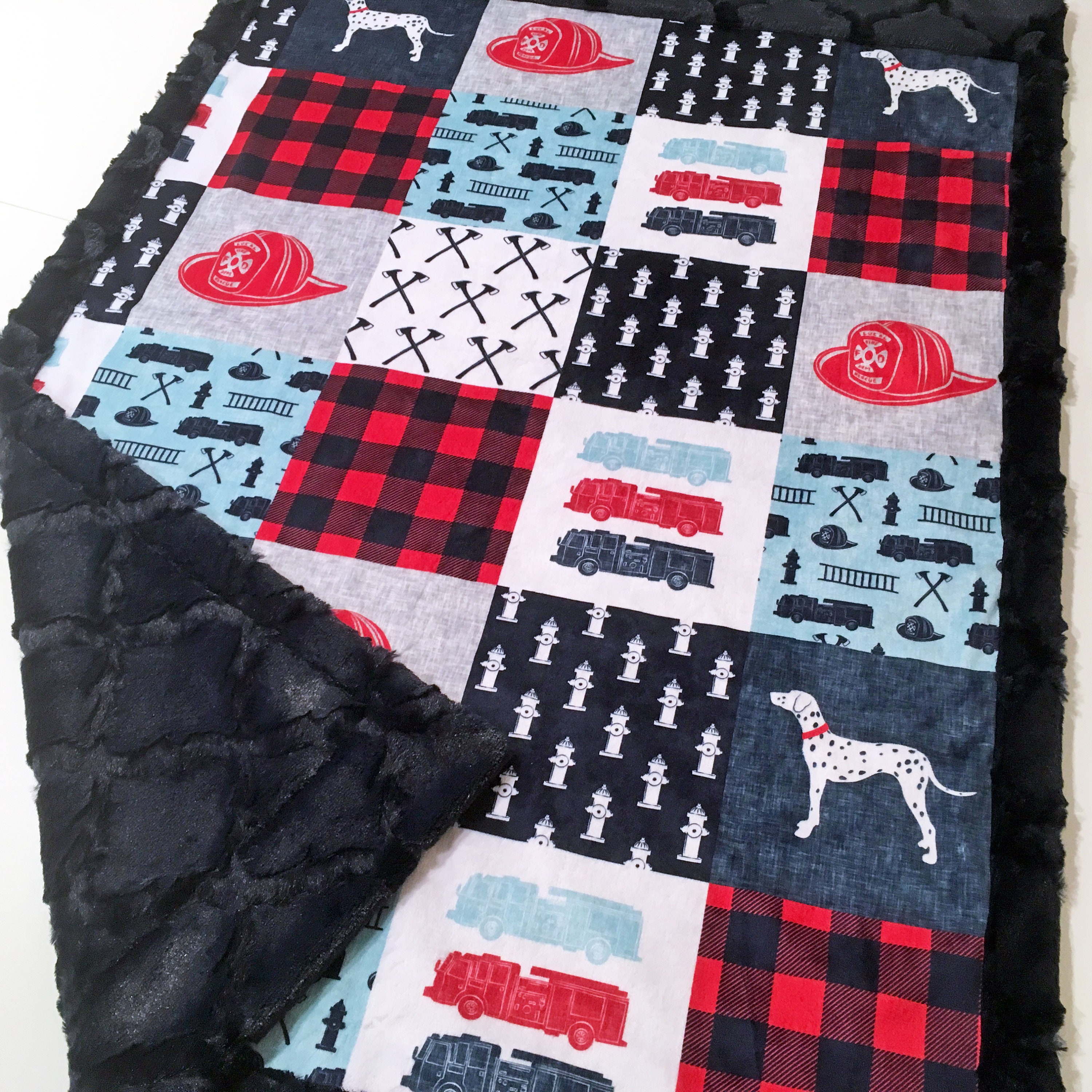Firefighter Baby Blanket Fireman Minky Blanket Baby Gift Boy Etsy