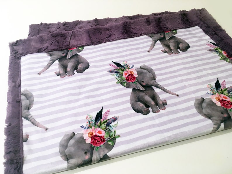 Elephant Minky Baby Blanket Elephant Nursery Bedding Elephant Baby Room Elephant Gifts Elephant Baby Gift Girl Elephant Baby Blanket Minky