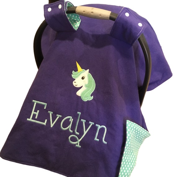 Unicorn Car Seat Cover Baby Girl Cat Canopy Personalized Image 0