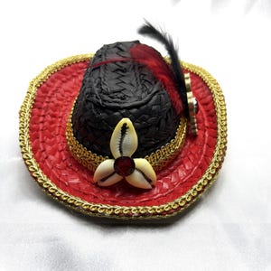 Black and Red Little Hat for Elegua, Santeria, Ifa, Babalawos, Orishas, Yoruba Religion