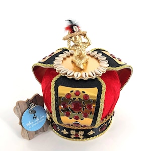 Large Elegua Crown Corona Eleggua Black and Red Crown Orishas Santeria Yoruba Lucumi