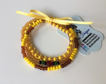 Oshun Stretch 3 Pieces Bracelet Ildes de Santo Oshun Orula Eleggua Yemaya Iyawo Lucumi Yorufa Afrocuban Religion