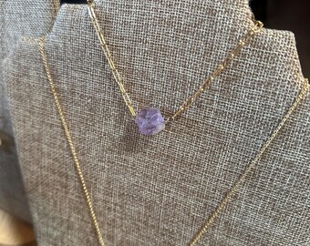 Raw Amethyst 14k Gold Filled Necklace