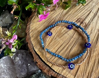 Evil Eye & Sodalite Bracelet Set of 2
