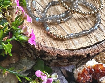 Labradorite and 14k Bracelet Set of 4