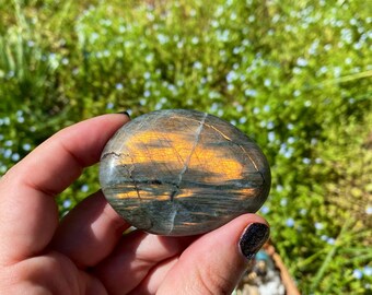 Rainbow Flash Labradorite Palm Stone