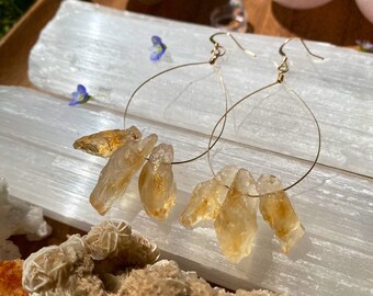 Raw Citrine 14k Gold Filled Earrings