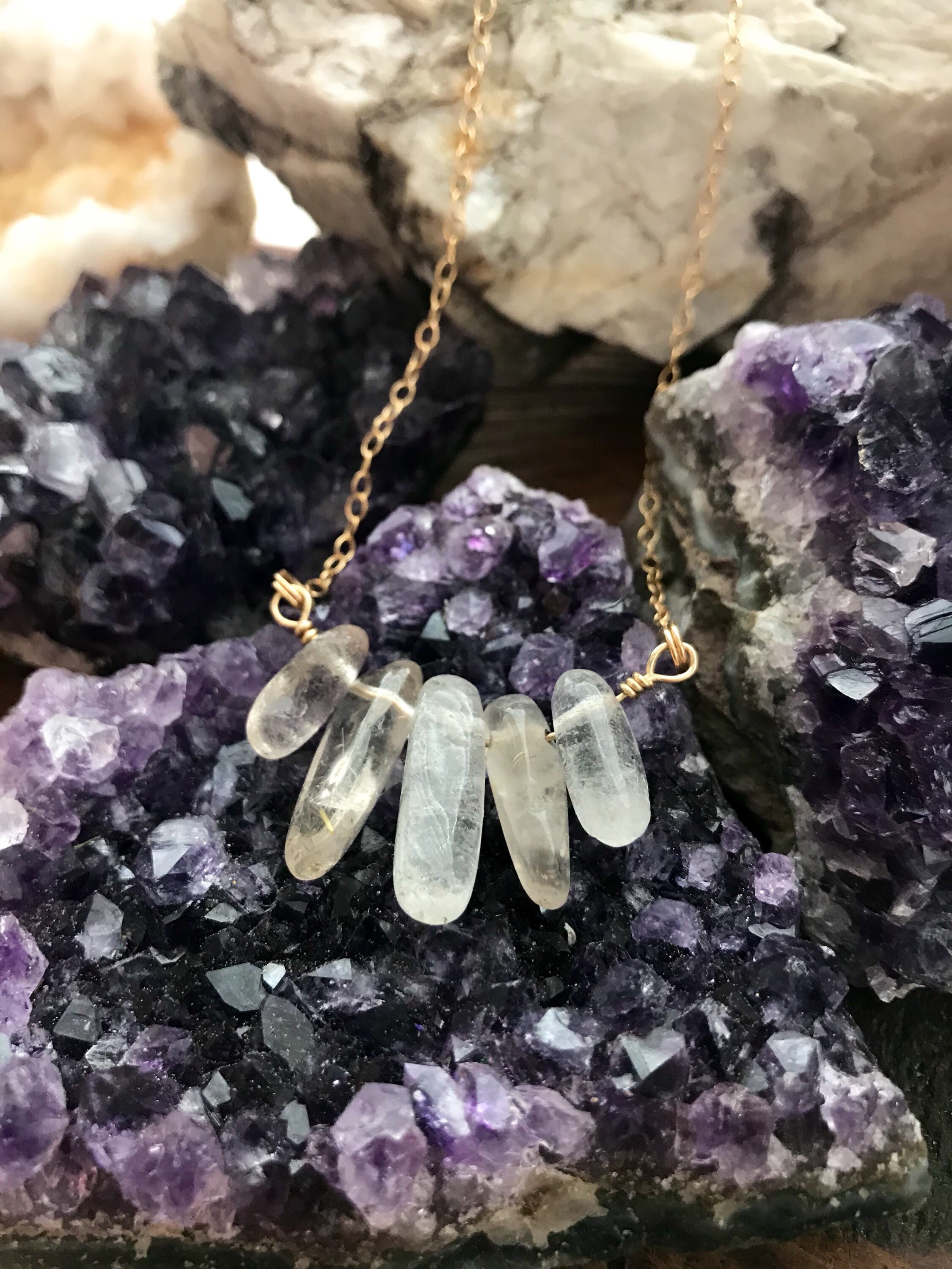 14k Gold Filled Quartz Necklace