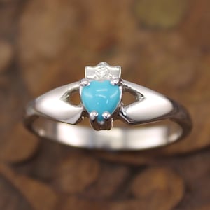 Turquoise ring.  Claddagh Ring. Irish ring. Turquoise engagement ring. Turquoise wedding ring.