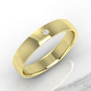 Wedding ring. Mens wedding ring. Diamond wedding ring. 5mm wide. Available in 9K, 14K, 18K, Platinum or Sterling silver.