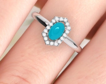 Turquoise engagement ring. Stunning turquoise and diamond ring. Vintage inspired ring. Available in 18K, 14K, yellow, rose or white gold.