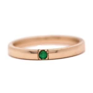 Emerald ring, Emerald wedding ring. Rose gold Emerald ring. Wedding ring. Dainty Emerald ring.