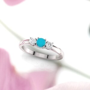 Turquoise ring. Turquoise engagement ring. Turquoise and diamond ring. 14K / 18K / Platinum. image 7