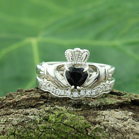 Claddagh ring black diamond sale